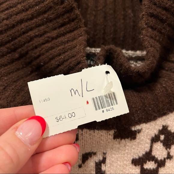 Blue B Cheetah & Brown turtleneck sweater NWT - Picture 7 of 7